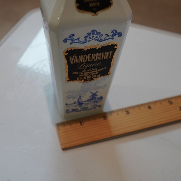 Vintage Vandermint Delft Windmill Tulip Blue White Milk Glass Liqueur Bottle Hol - Picture 6 of 12